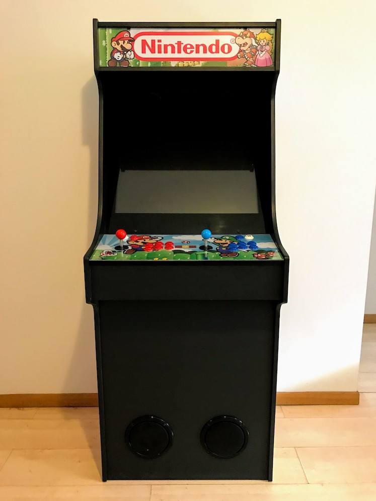 The arcade machine, front perspective