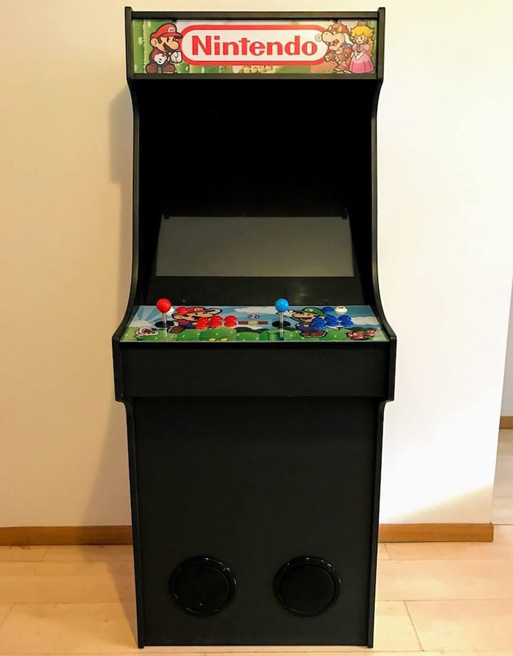 The arcade machine from a front perspective