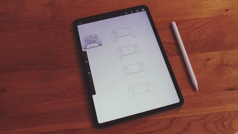 2D sketch iterations for the handheld console case