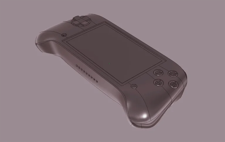 3D render of the handheld console case design