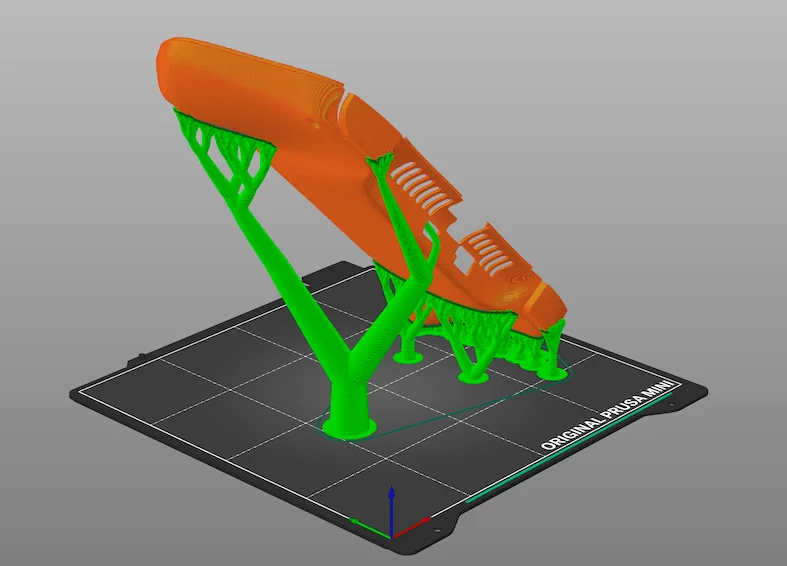 3D printing the back part of the case with supports