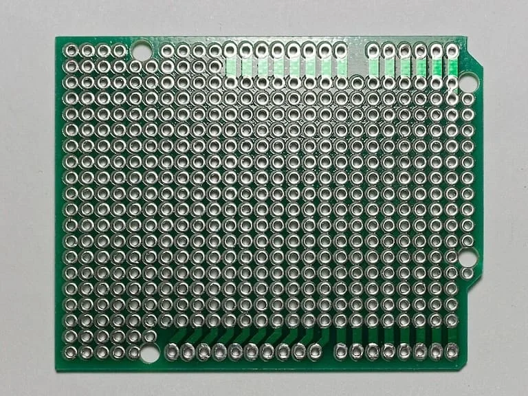 Example of a pre-drilled perfboard for prototyping