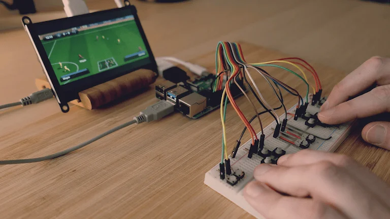 Playing a game using a breadboard prototype setup