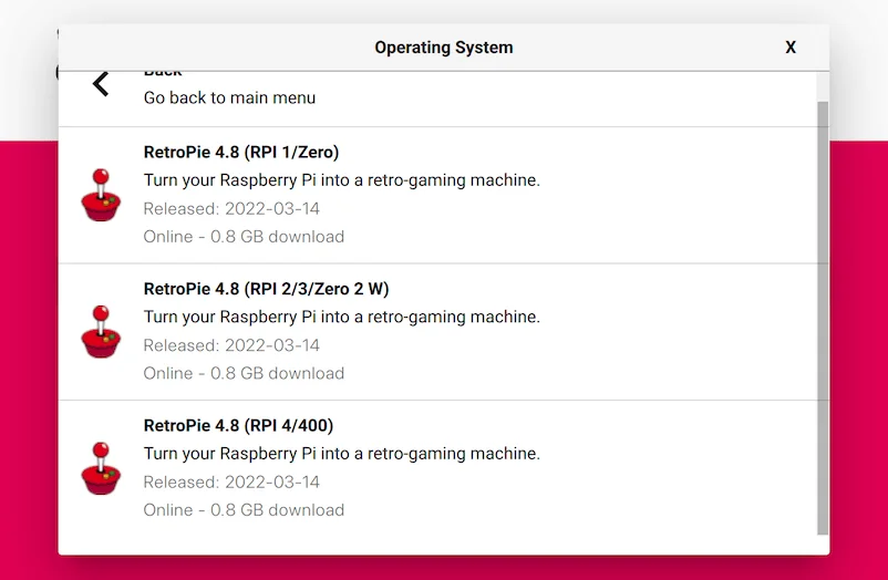 Choosing the specific RetroPie version for the board