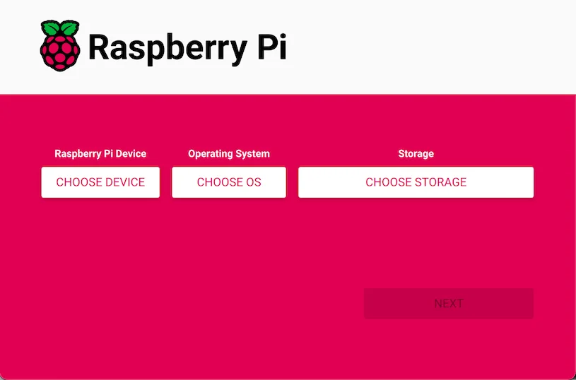 Raspberry Pi Imager software user interface