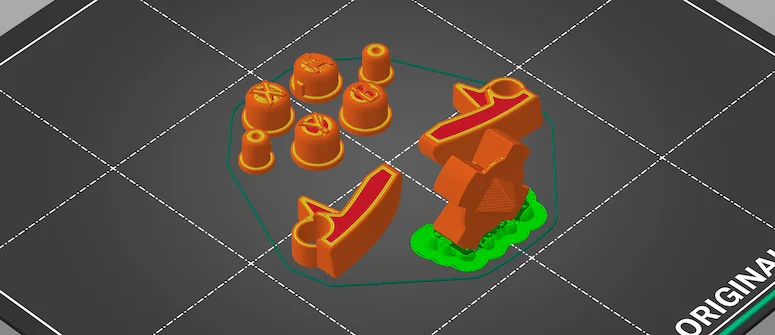 Slicer software view showing the buttons to be printed