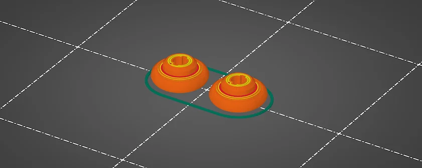 Slicer software view showing the thumbsticks facing down